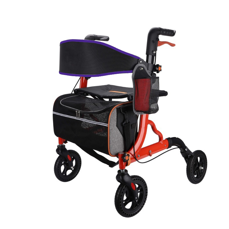 Folding Aluminum Rollator Walker with 8” PU Wheels- KDBWG917C