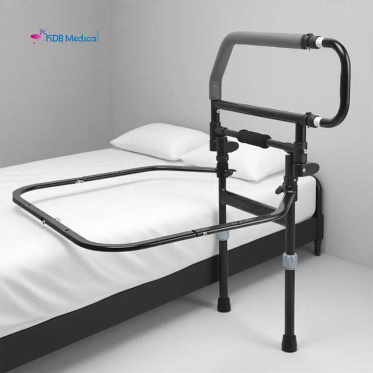 Barra plegable para cama con rotación de 180° con una mano, ajustable en altura