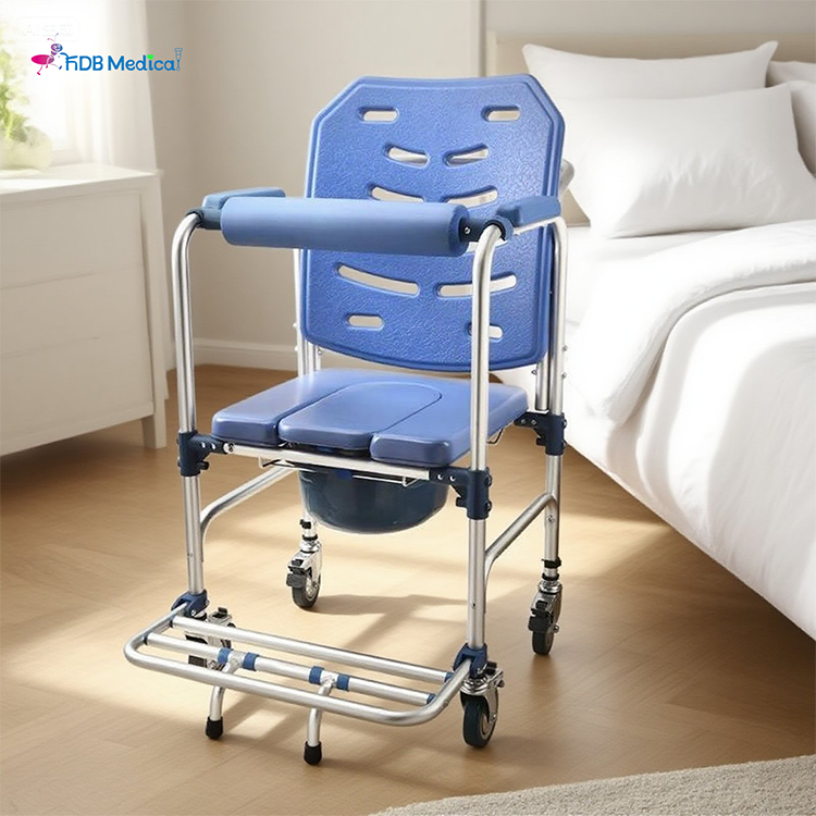 High Back Shower Commode Chair with Folding Footrest
