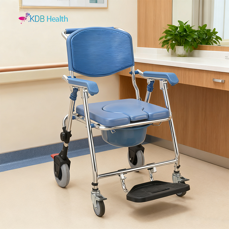 Portable Folding Commode Chair with Footrest 
