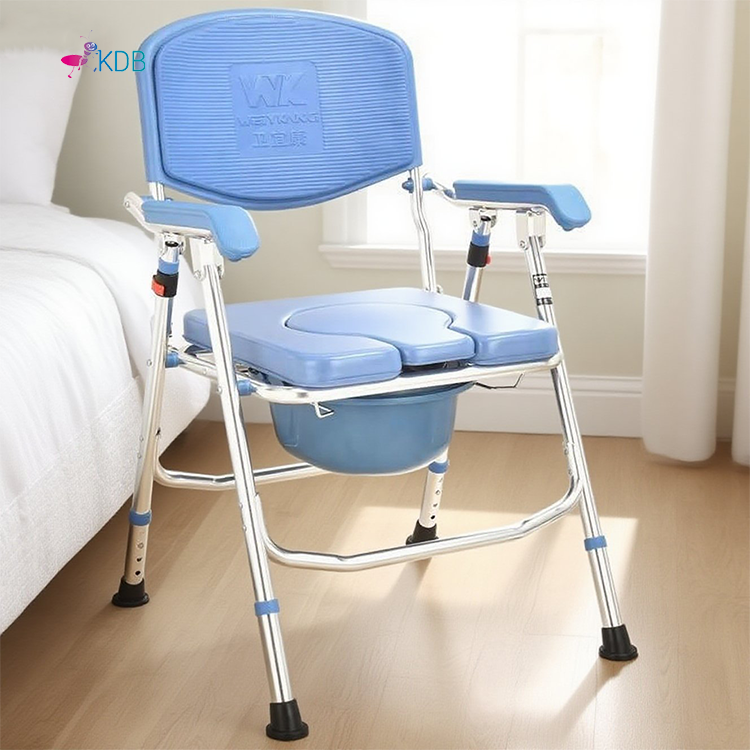 Foldable Commode Chair with Split Soft Seat Design
