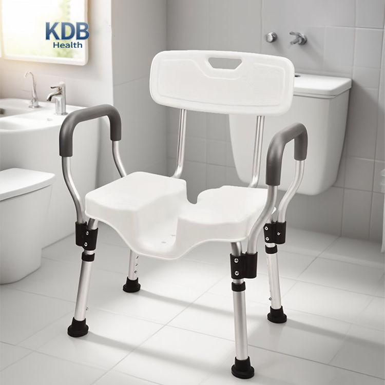 U-Shaped Shower Chair with Detachable Armrests, Height Adjustable