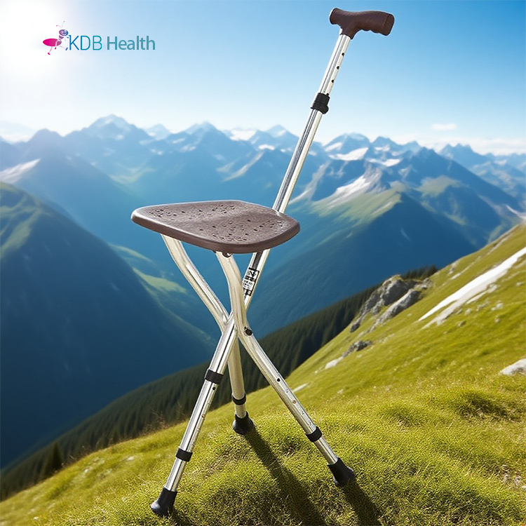 Folding Cane Seat with Adjustable Height