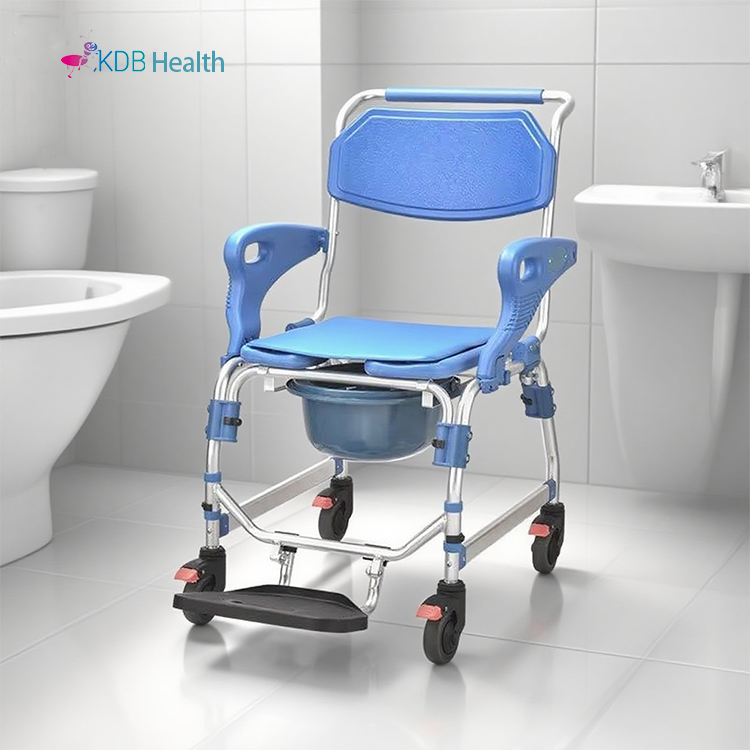Wide Seat Shower Commode Chair with EVA Cushion