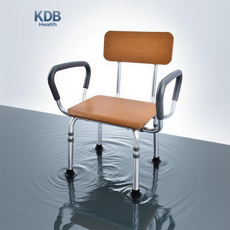 كرسي دش قابل للتعديل مع مسند ظهر ومقعد بتصميم خشبي مزيف