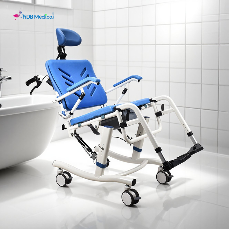 Reclining Commode Chair with Wheels