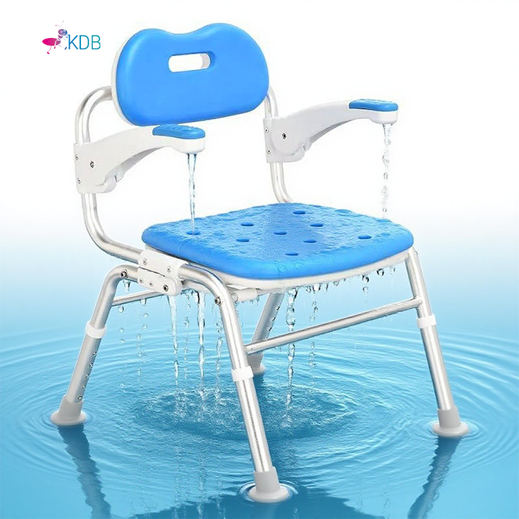 Folding Shower Chair with Flip-Up Armrests, EVA Seat