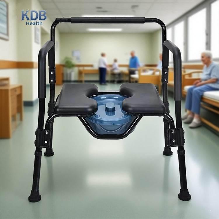 Heavy-Duty Commode Chair with PVC Split Seat
