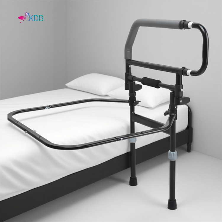 Foldable Bed Rail with 180° One-Hand Rotation, Height Adjustable