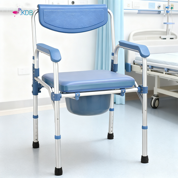 Tool-Free Folding Commode Chair Without Wheels 