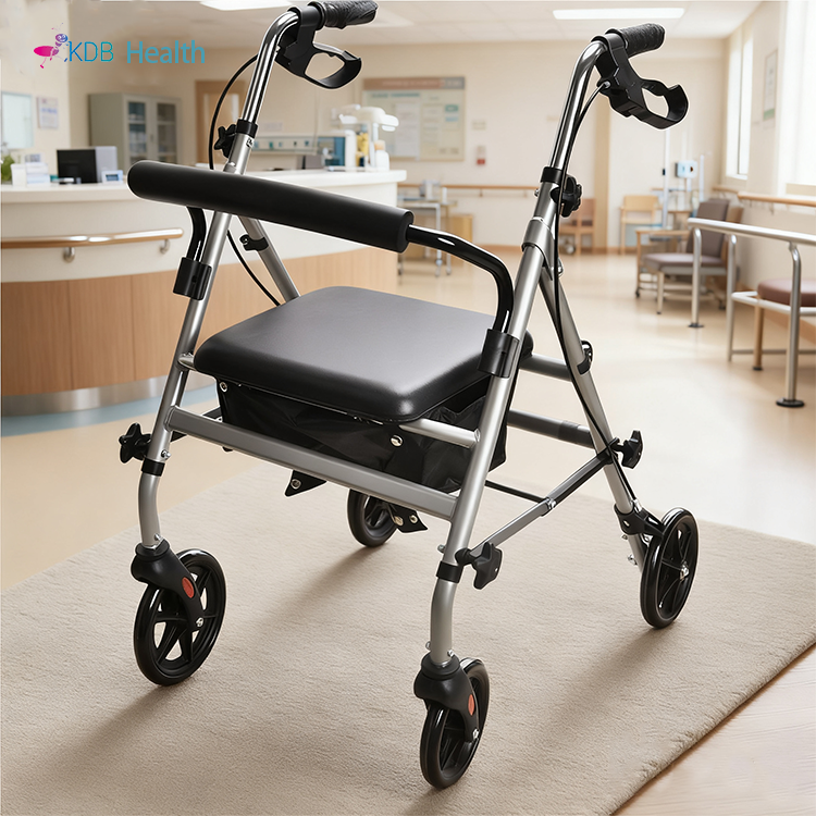 Foldable Rollator Walker with Seat and Shopping Basket