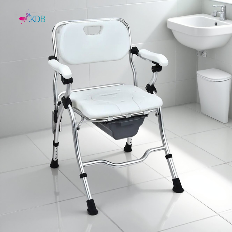Commode Shower Chair with Flip-Up Arms, PE Seat