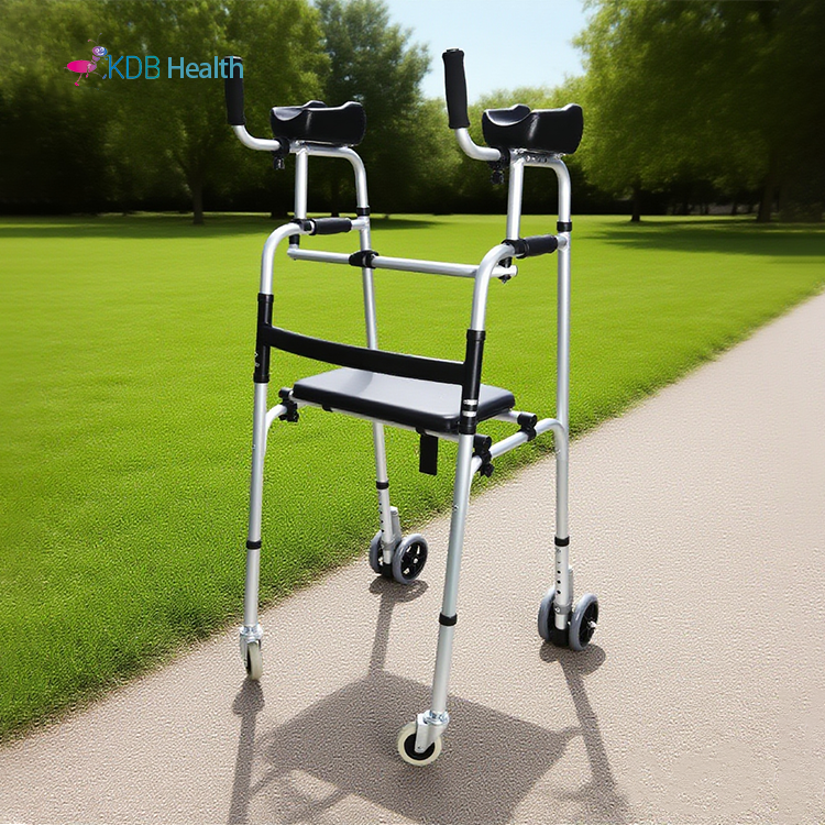 Adjustable Forearm Walker with Seat, Dual Wheels