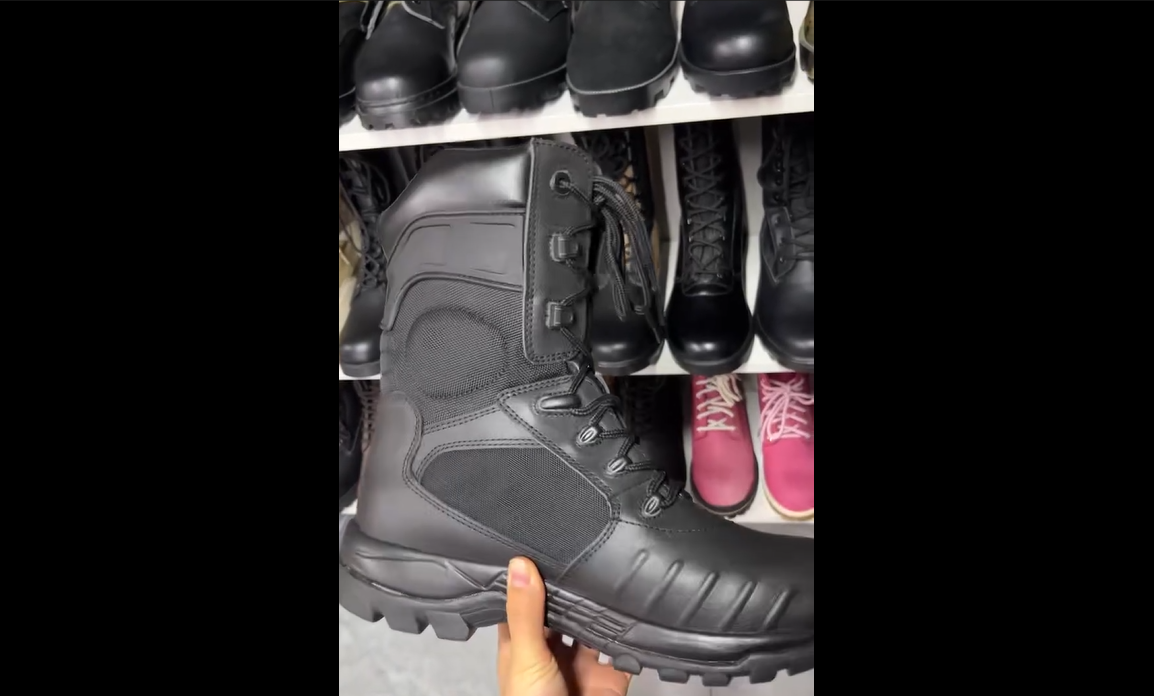 Hot selling black boots HSM016 | and it is using best quality natural cow leather and water-repllent nylon fabric!