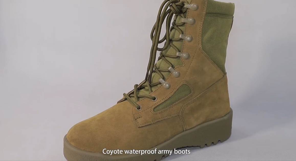 Coyote waterproof army boots | Suede leather camouflage military boots