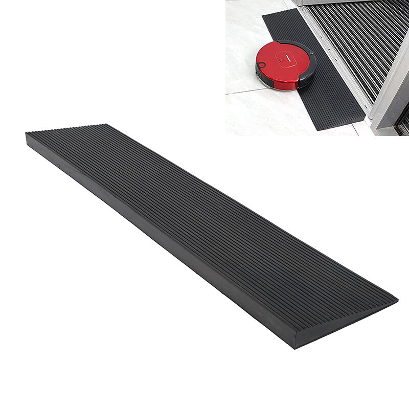 Industrial Heavy-Duty Rubber Threshold Ramp with Anti-Slip Grooved Surface for Commercial Accessibility-TRF45