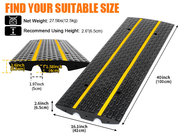 Heavy-Duty Reflective Rubber Driveway Curb Ramp with Integrated Drainage Channel-TRC99