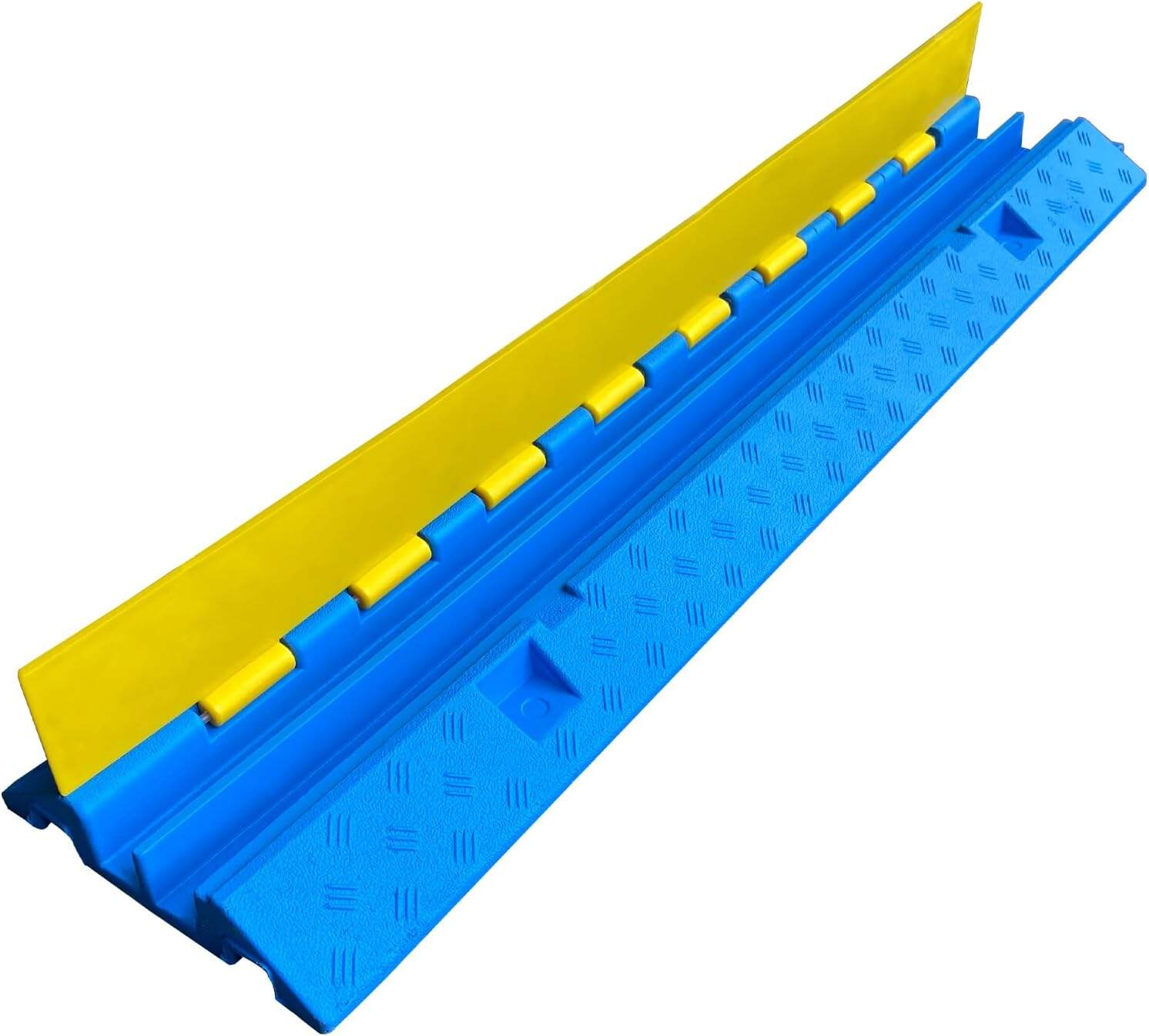 heavy duty 5 channel rubber cable protector ramp  22000 lbs capacity  flip open cover  anti slip  interlocking design  factory direct supply-3