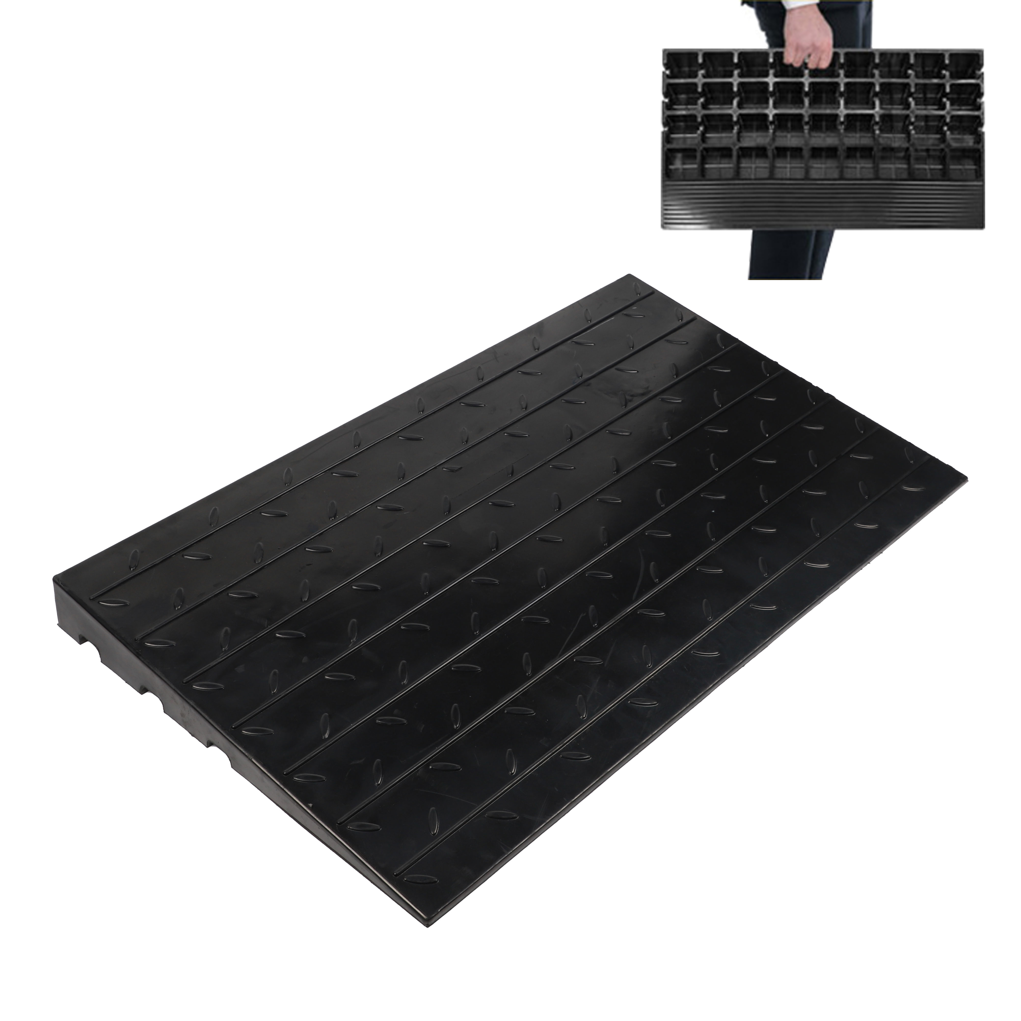 Kommersiell kvalitetsbred gummiterskelrampe for tilgjengelighet for rullestoler og utstyr – TRG65