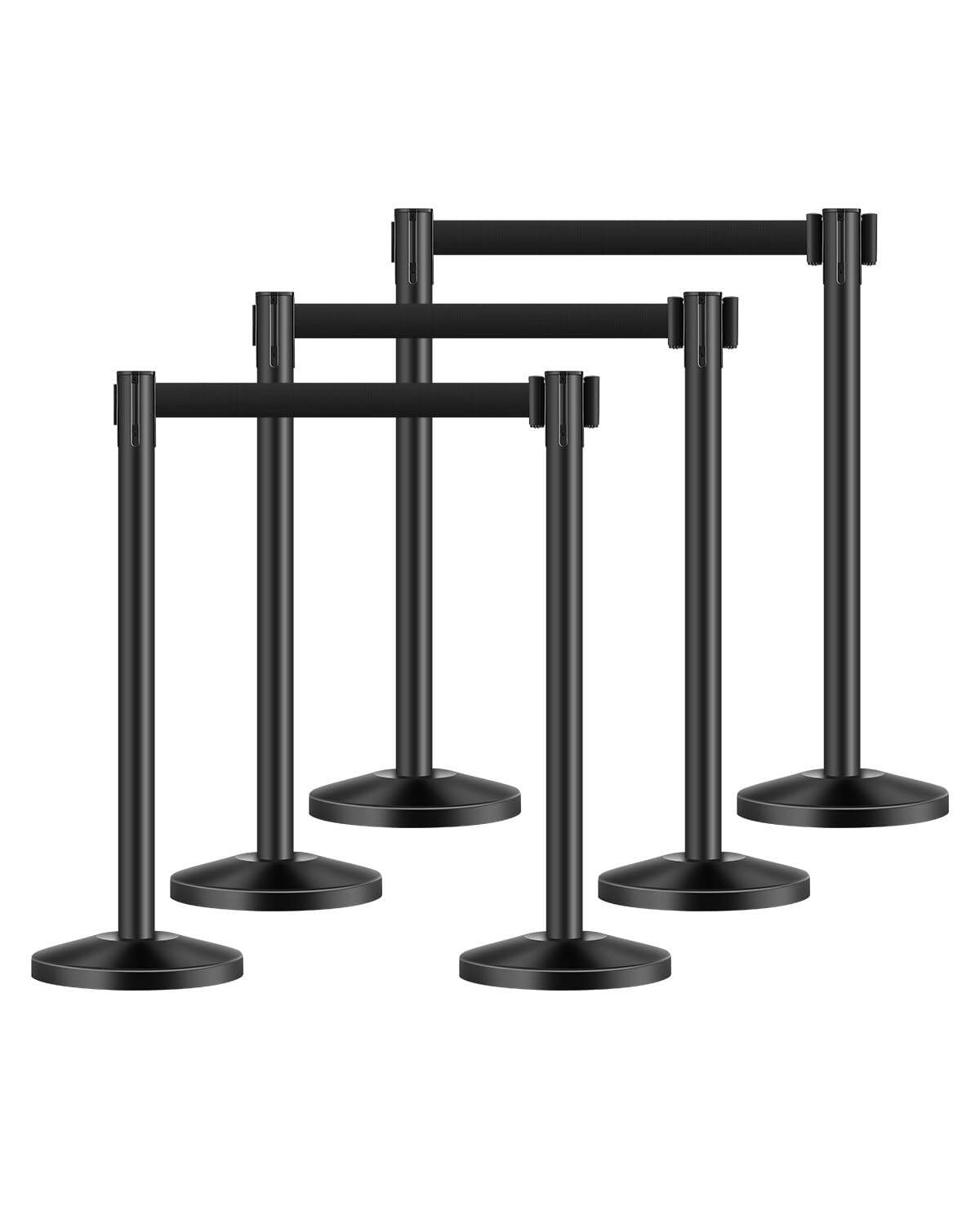 Premium Black Retractable Belt Stanchion Set for Professional Crowd Control and Queue Management-1 meter black style