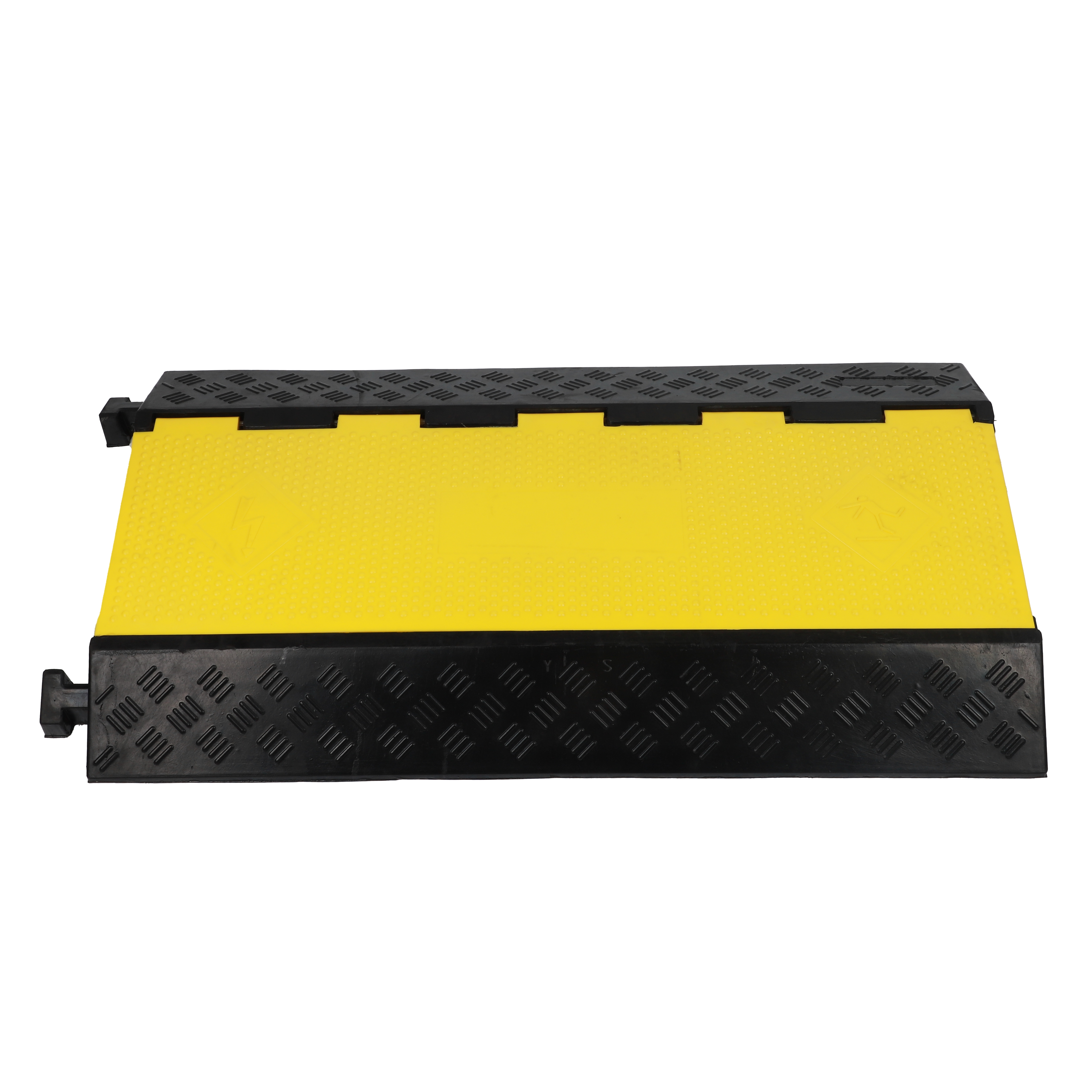Protetor Industrial de Cabos de Alta Resistência com 3 Canais e Tampa Basculante de PVC Reforçada de Alta Visibilidade – 3XC03