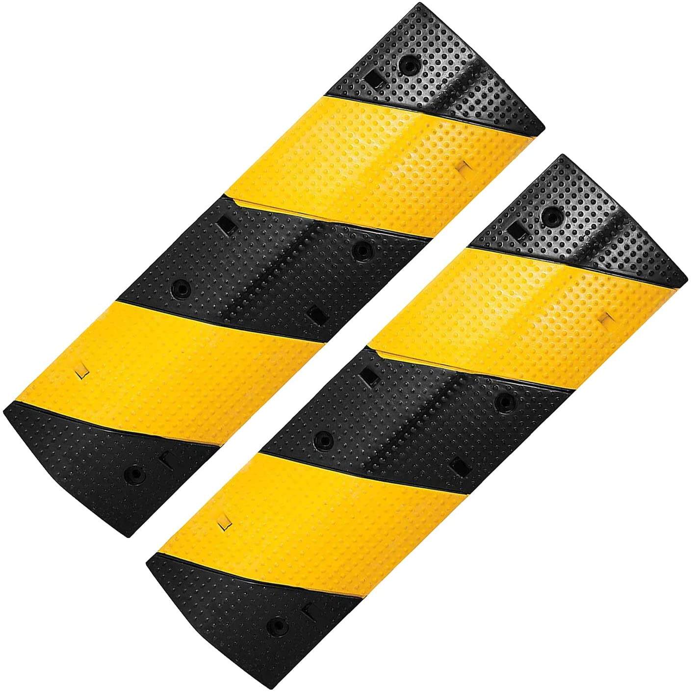 Heavy Duty Rubber Speed Bump with Integrated Dual Cable Protection Channels – Industrial Grade Traffic Safety Ramp-100SB35