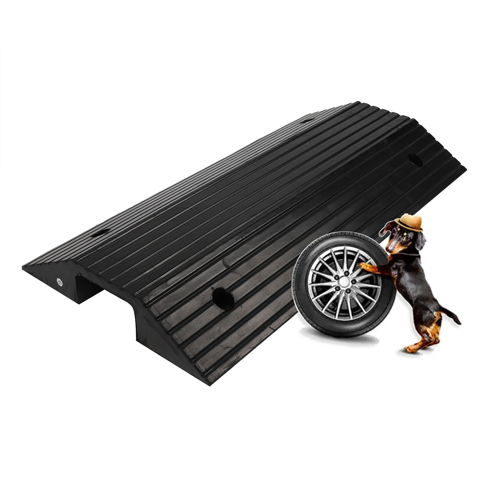 Industrial Heavy-Duty Rubber Speed Hump with Integrated Channel for Cable and Hose Protection-TRC03