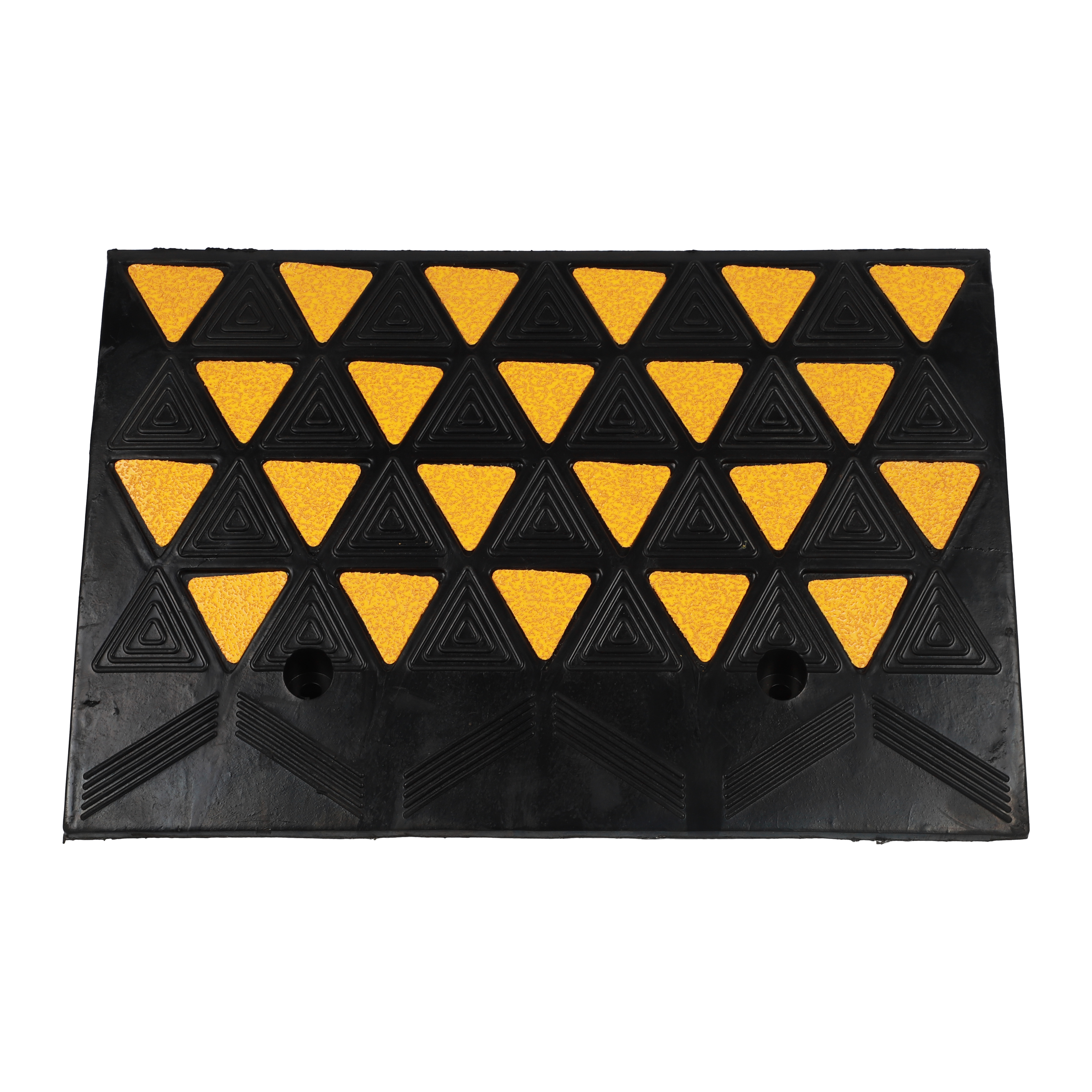 Zware, hoogzichtbare industriële rubberen trottoirhelling met reflecterende veiligheidspatronen – CRB07