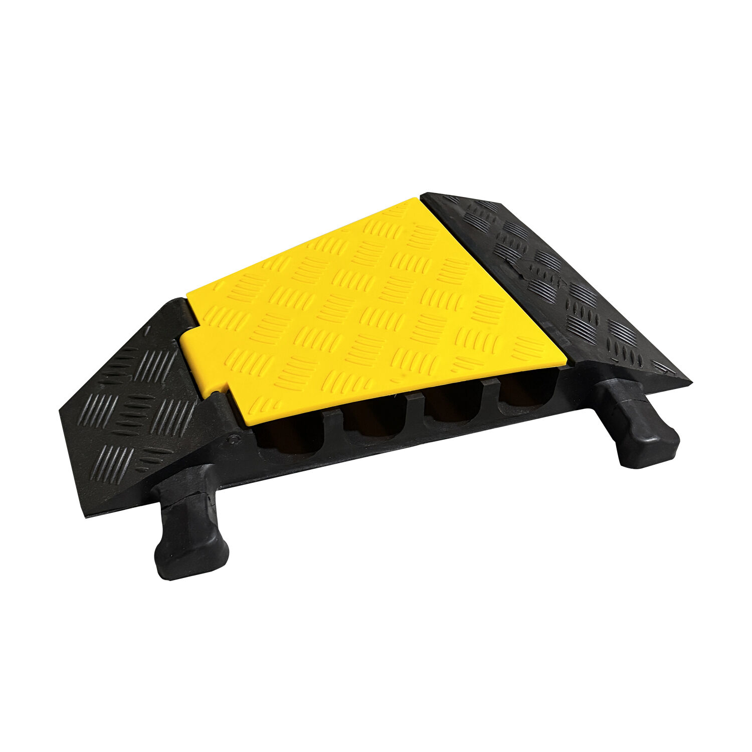 Industrial 4-Channel Modular Rubber Cable Protector Bend for Heavy-Duty Corner Safety-4XC01-bend