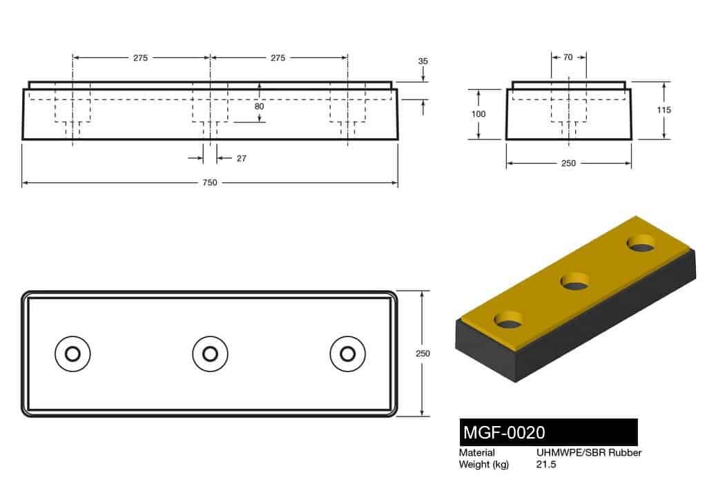 Heavy Duty UHMWPE Face Dock Bumper (MGF-0020)
