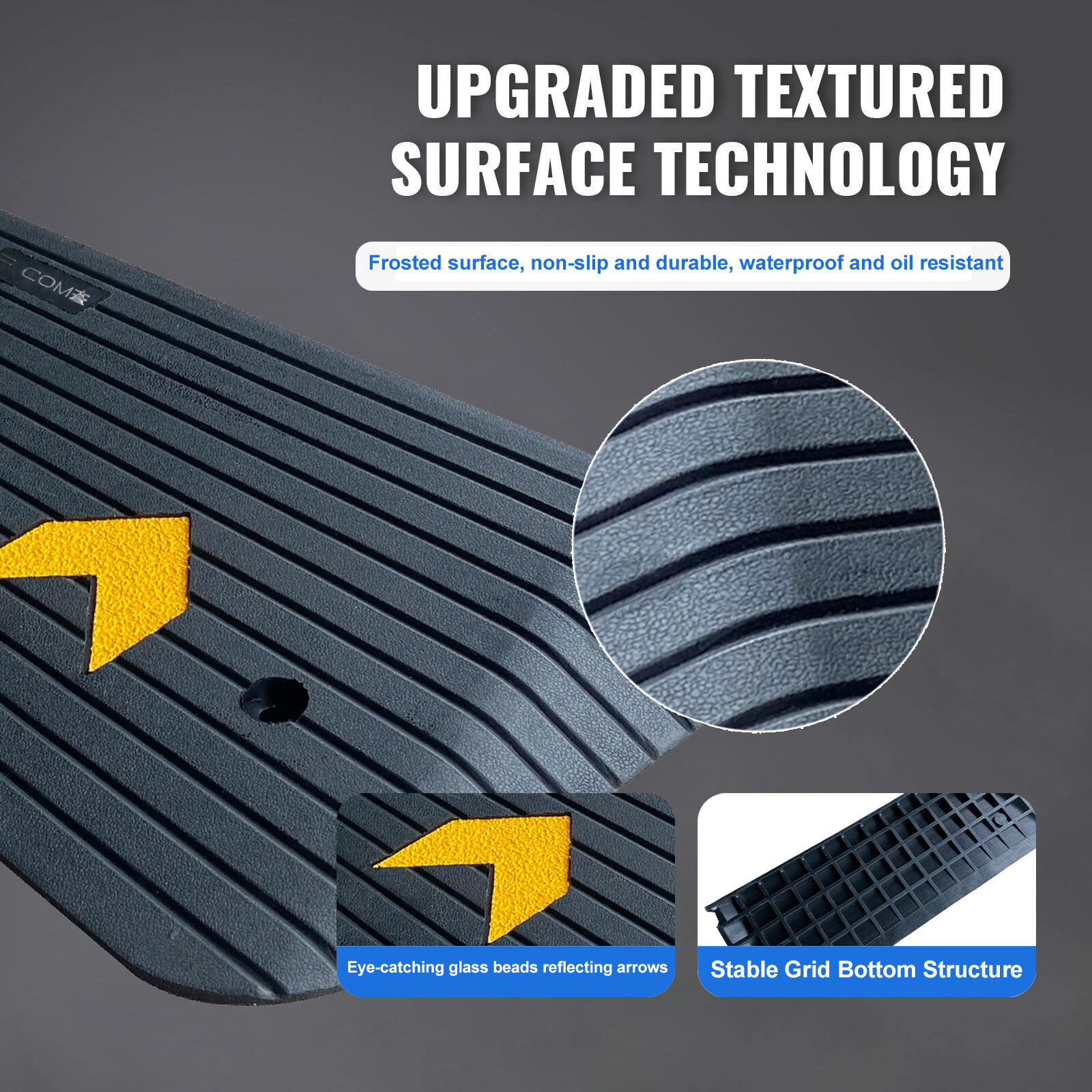 Industrial Reflective Rubber Curb Ramp and Heavy-Duty Threshold Delineator-RTR50