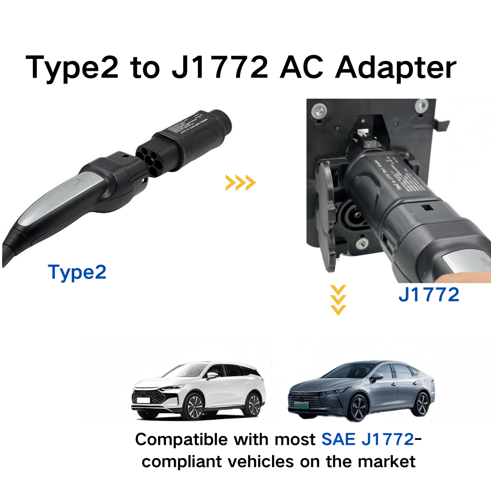 AOTAI EV Adapter Typ 2 auf Typ 1, max. 32A, 230V, EV AC-Adapter, geeignet für Elektrofahrzeuge, J1772
