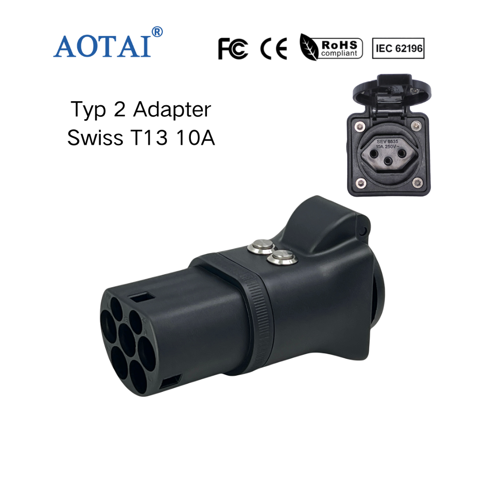 AOTAI Typ-2-Ladegerät 3,5 kW 16 A/13 A/10 A einstellbar, Stecker Typ 2 auf Schweizer T13