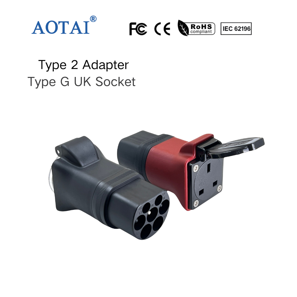 AOTAI Adaptateur Type2 vers prise UK 3 broches S4L Adaptateur monophasé EV Chargeur AC Vélo électrique Trottinette