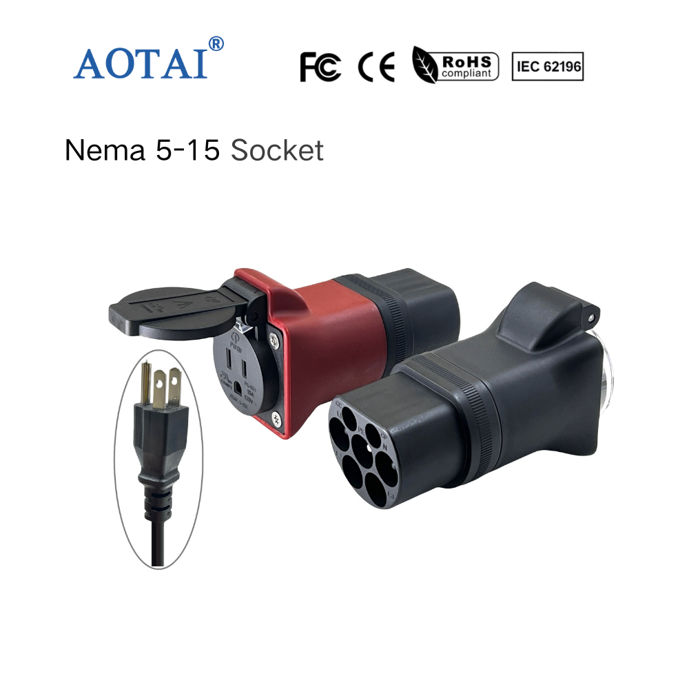 Adaptateur AOTAI Type 2 vers prise américaine 3 broches Adaptateur EV Type 2 mâle vers chargeur AC Type B vélo électrique scooter