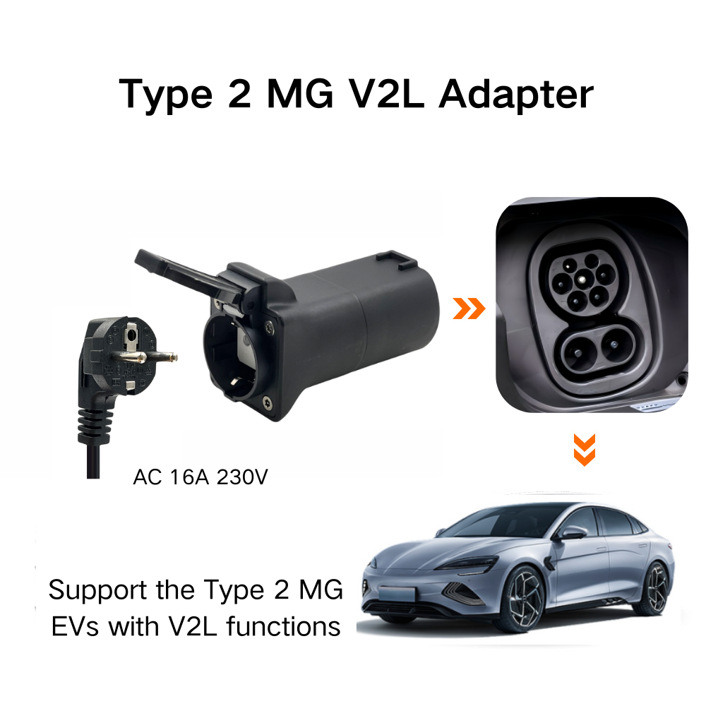 AOTAI V2L Adapter 220V Type2 to Schuko Car Discharger EV Adapter Discharge For MG EVs