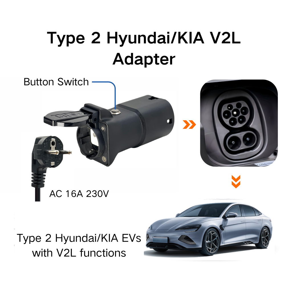 AOTAI HYUNDAI KIA Type 2 V2L Adapter With Switch/button