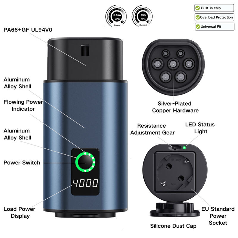 AOTAI Universal EV V2L Adapter 3.5kW 16A 230V Multi-Brand Compatible ...