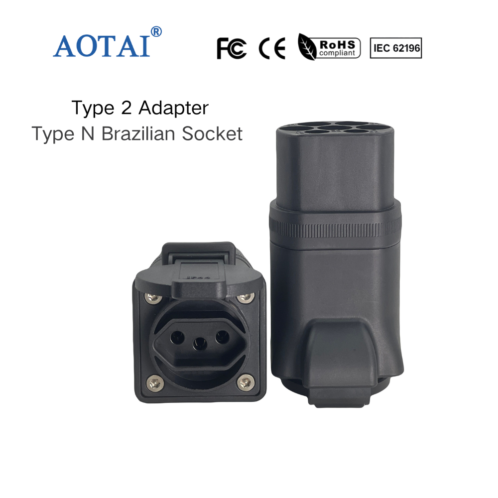 Adaptateur EV AOTAI Type 2 vers AC 220V Type 2 IEC 62196 Plug côté station pour vélo électrique et chargeur de moto électrique prise Brésilienne