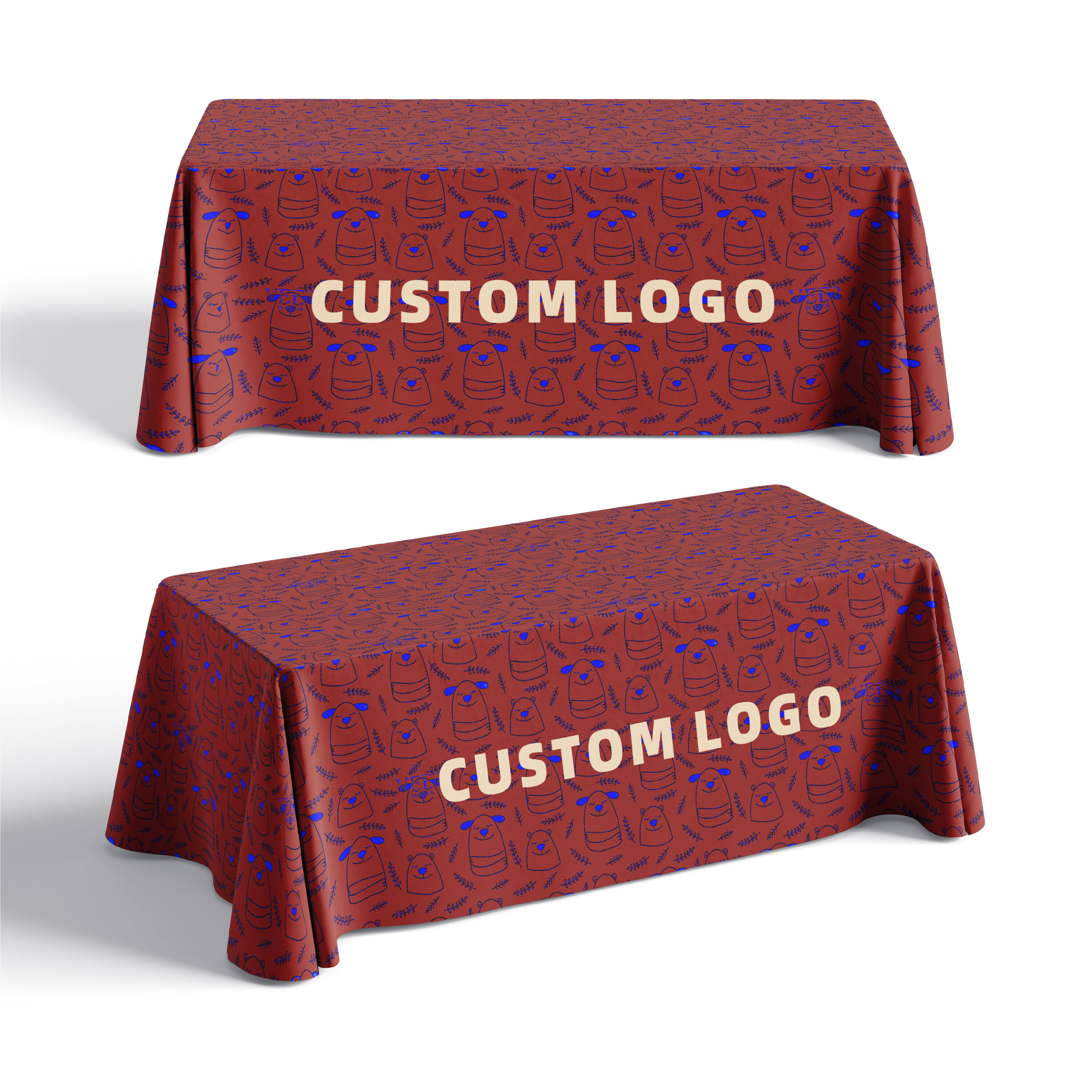 Advertising Table Cloth Polyester Fabric Fitted Design 6ft 8ft Custom Logo Printed Table Cover for Business Event Trade Show