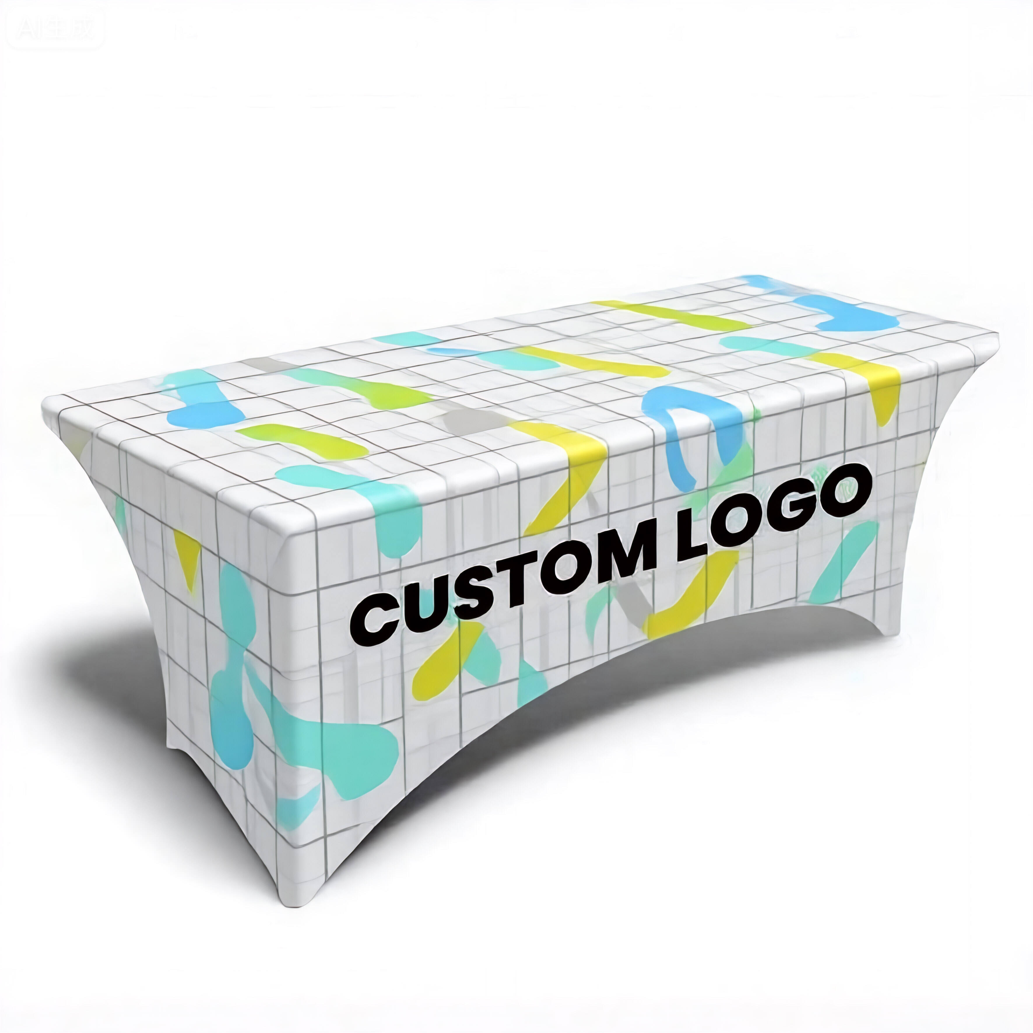 Sublimation Printed Logo Polyester Custom Trade Show Event Waterproof Draped Fitted Stretch Spandex Table Cover Cloth Tablecloth