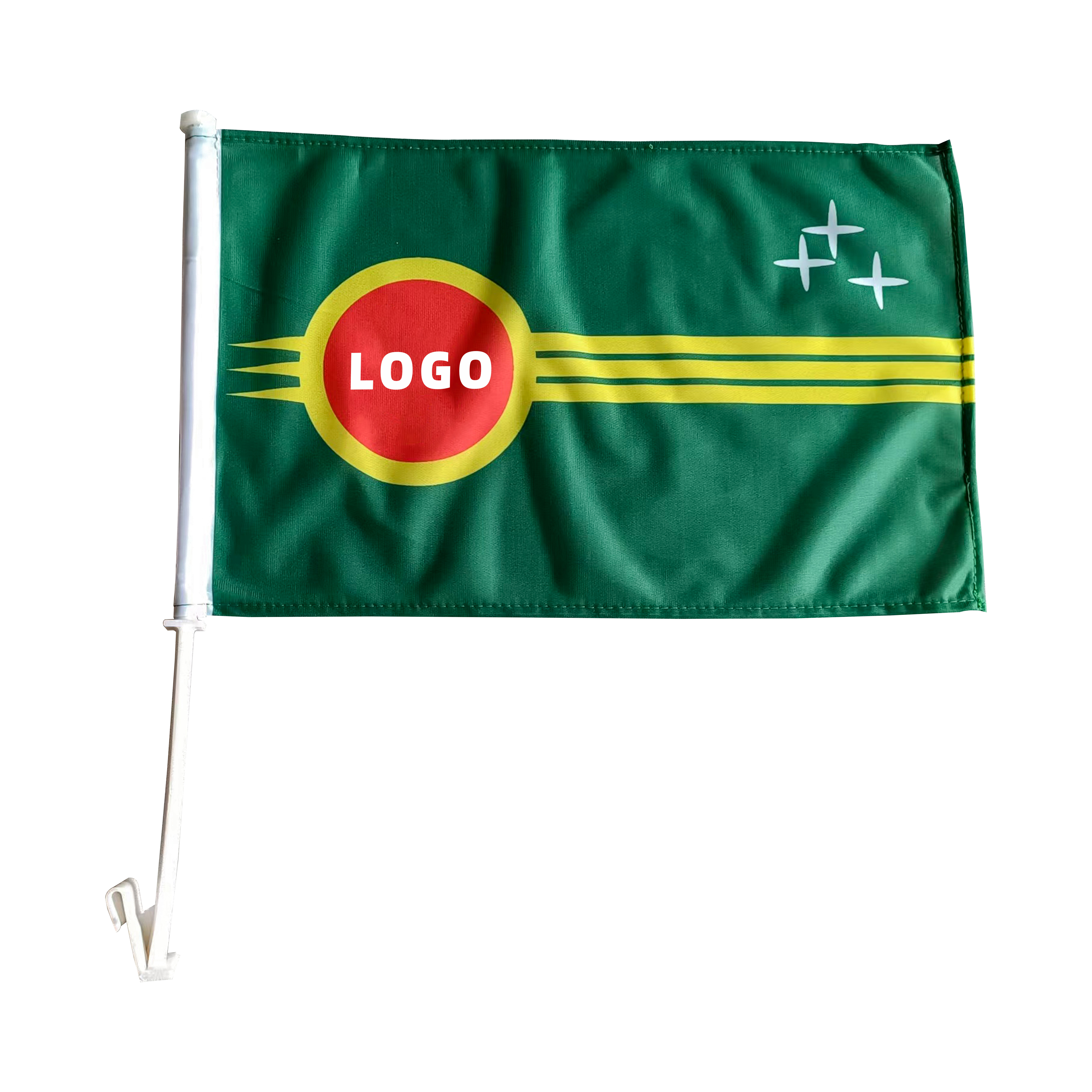 High Quality Promotion Polyester Sublimation Blank Pure Color Custom Design Car Flag With Plastic Pole