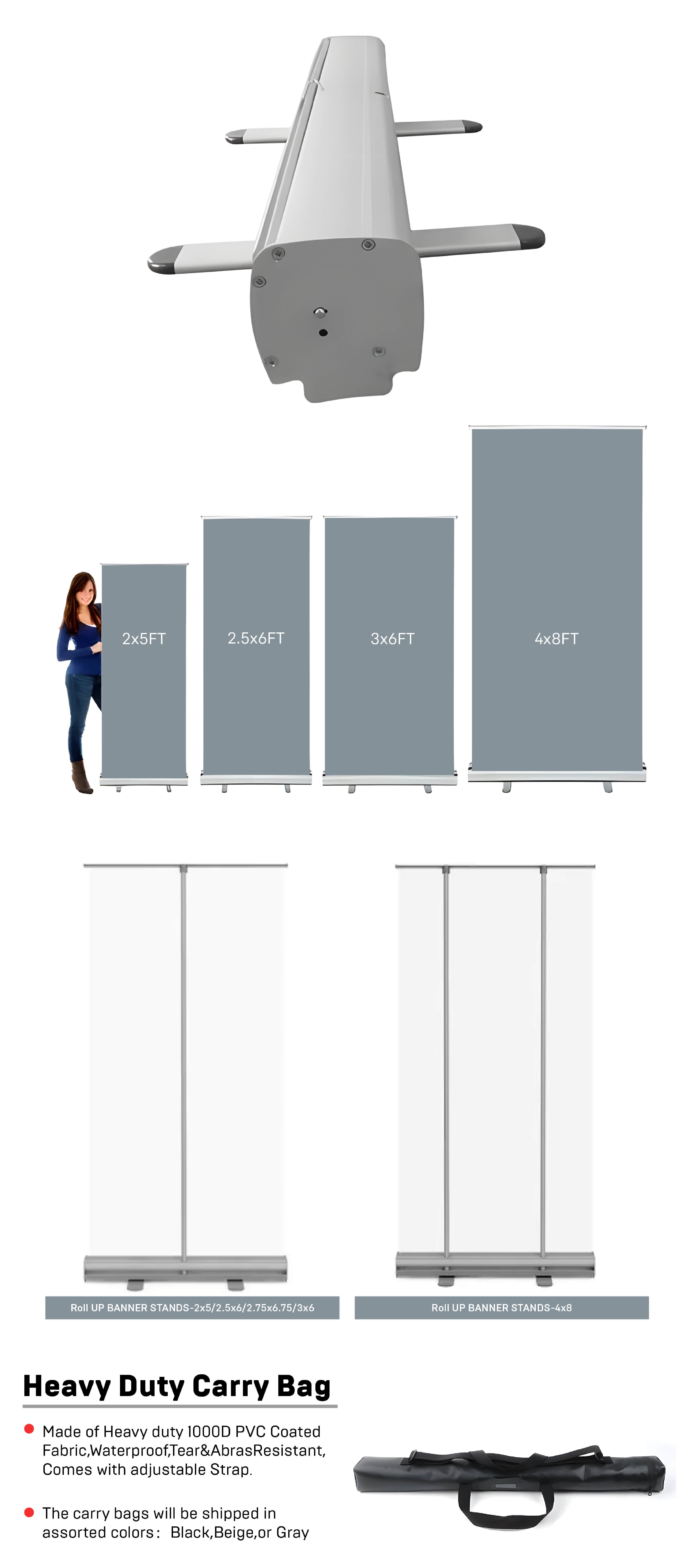 Premium Advertising Display 80x200cm Aluminum Alloy Roll up Banner Stand or Corporate Branding Promotion details