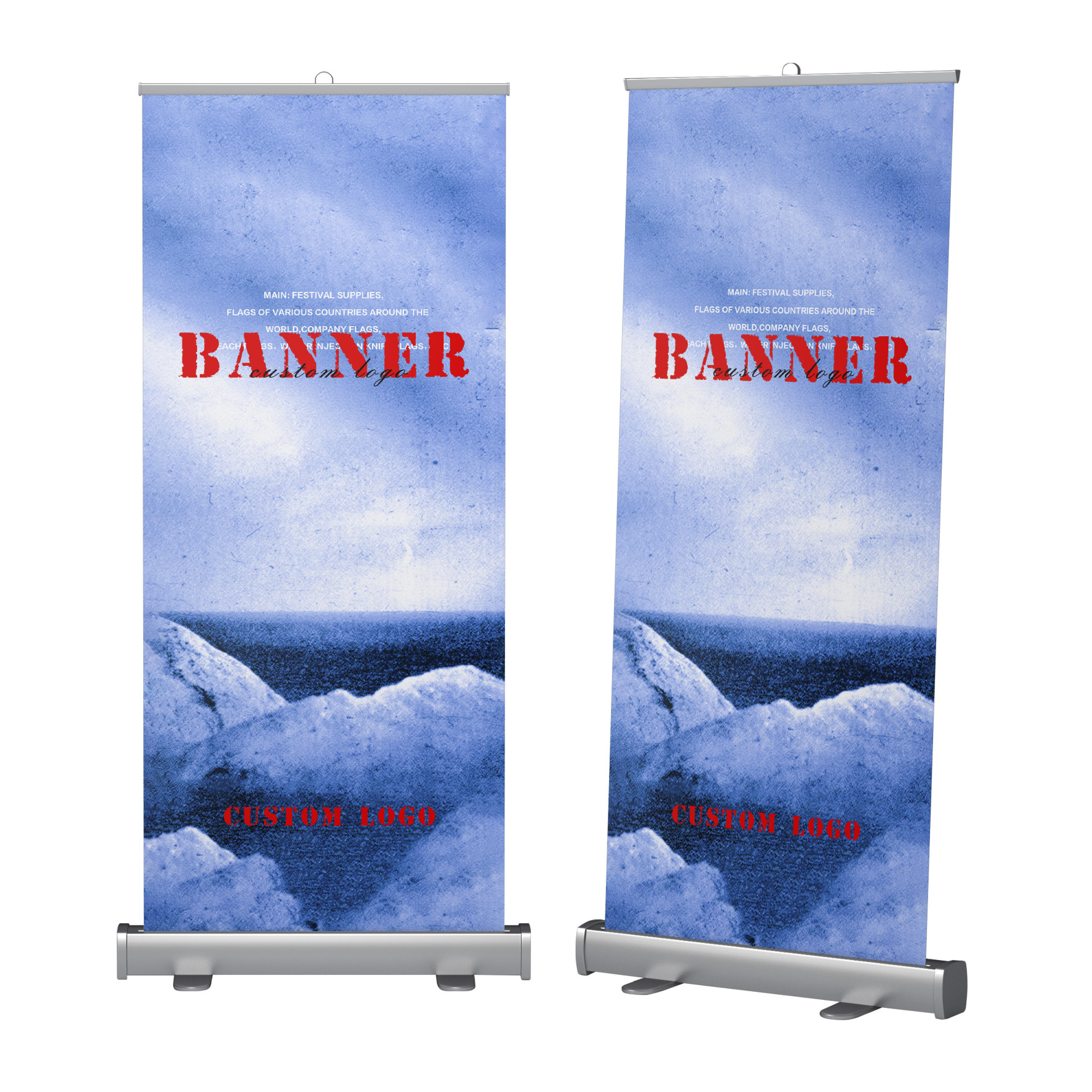 Aluminum Retractable Printed Custom Pop up Banner Display Stand Portable Roll-up Wide Base for Advertising and Promotion No reviews yet
