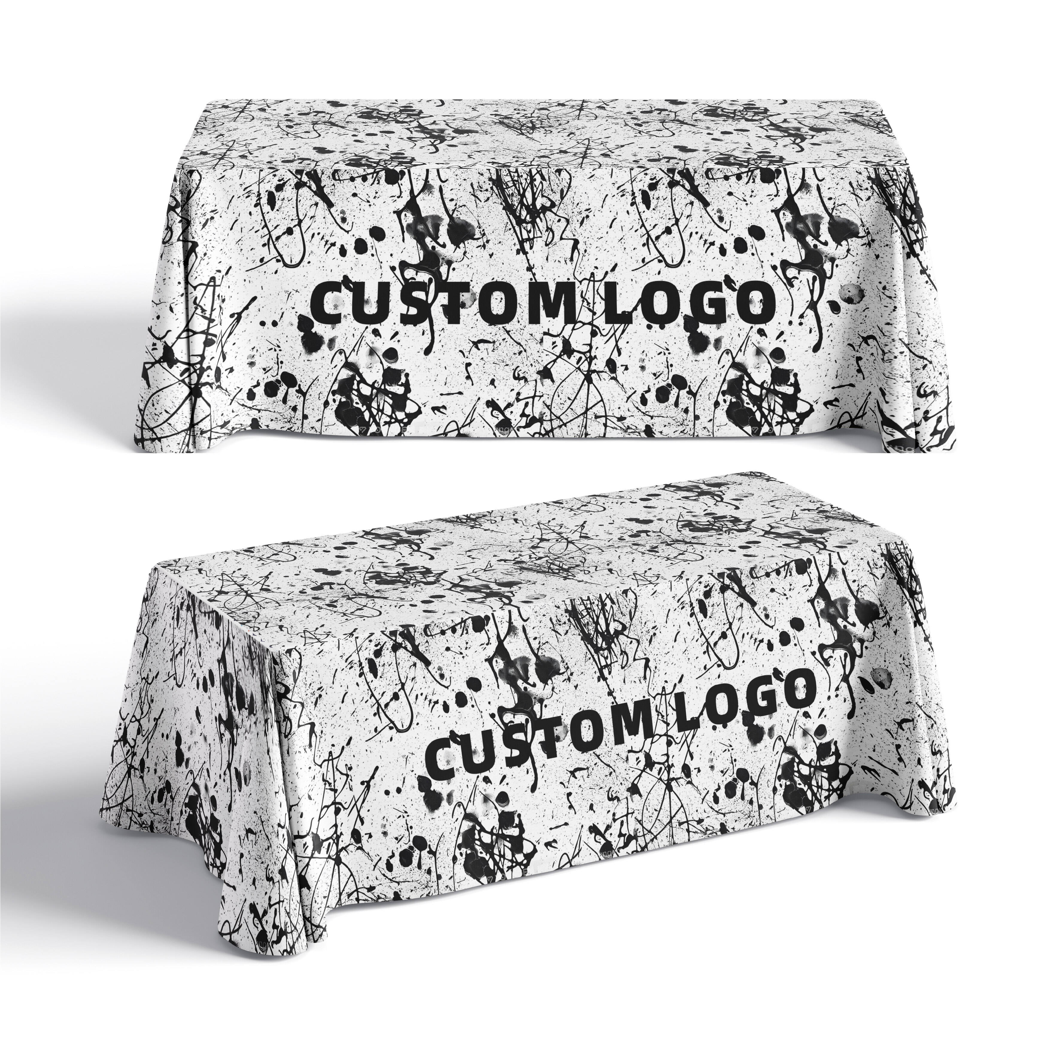 Custom Advertising Table Cover Trade Show Stretch Table Cloth Fitted 6ft 8ft Table Banner