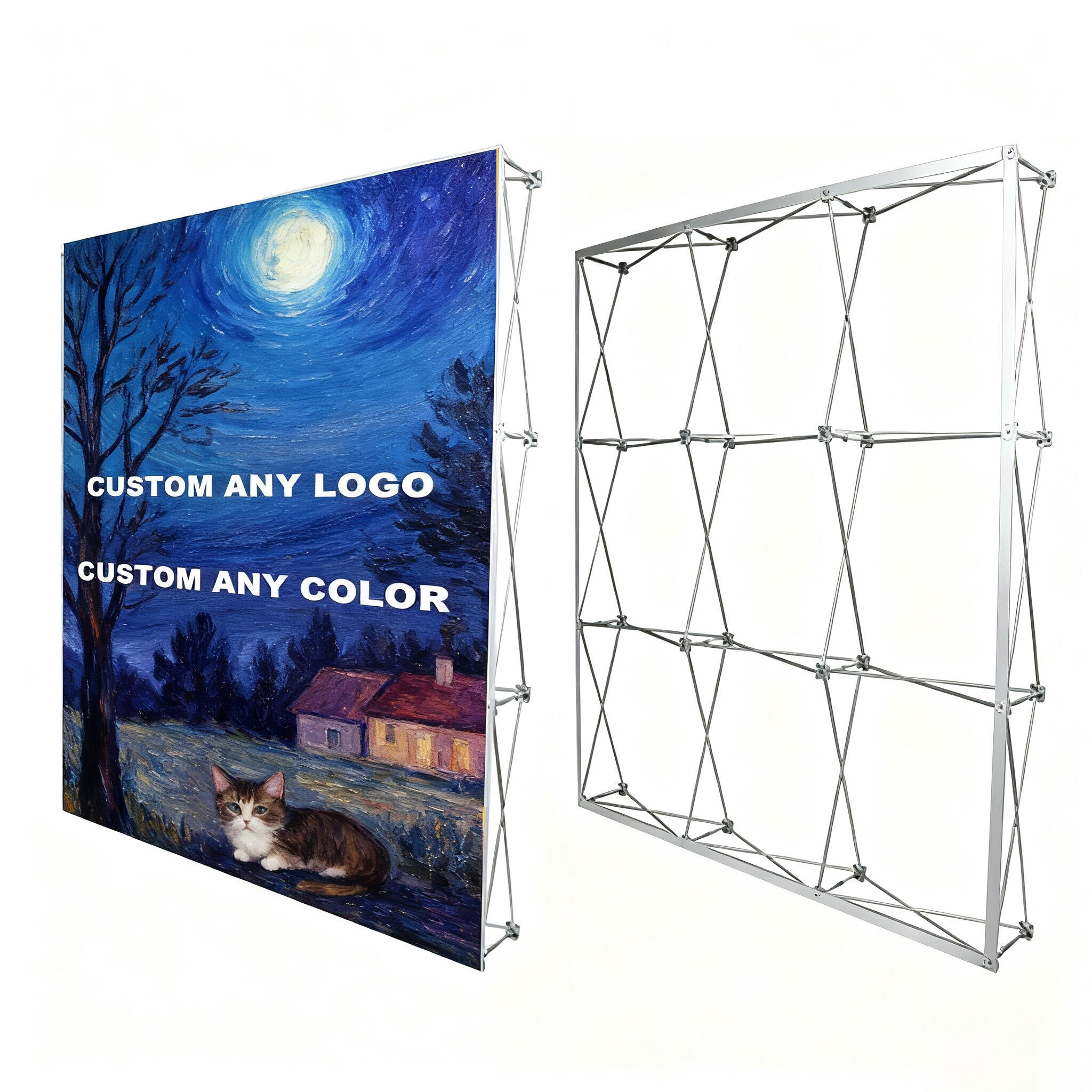 Wholesale Trade Show 8ft10ft Polyester Exhibition Pop up Display Aluminum Backdrop Banner Stand With Custom Logo