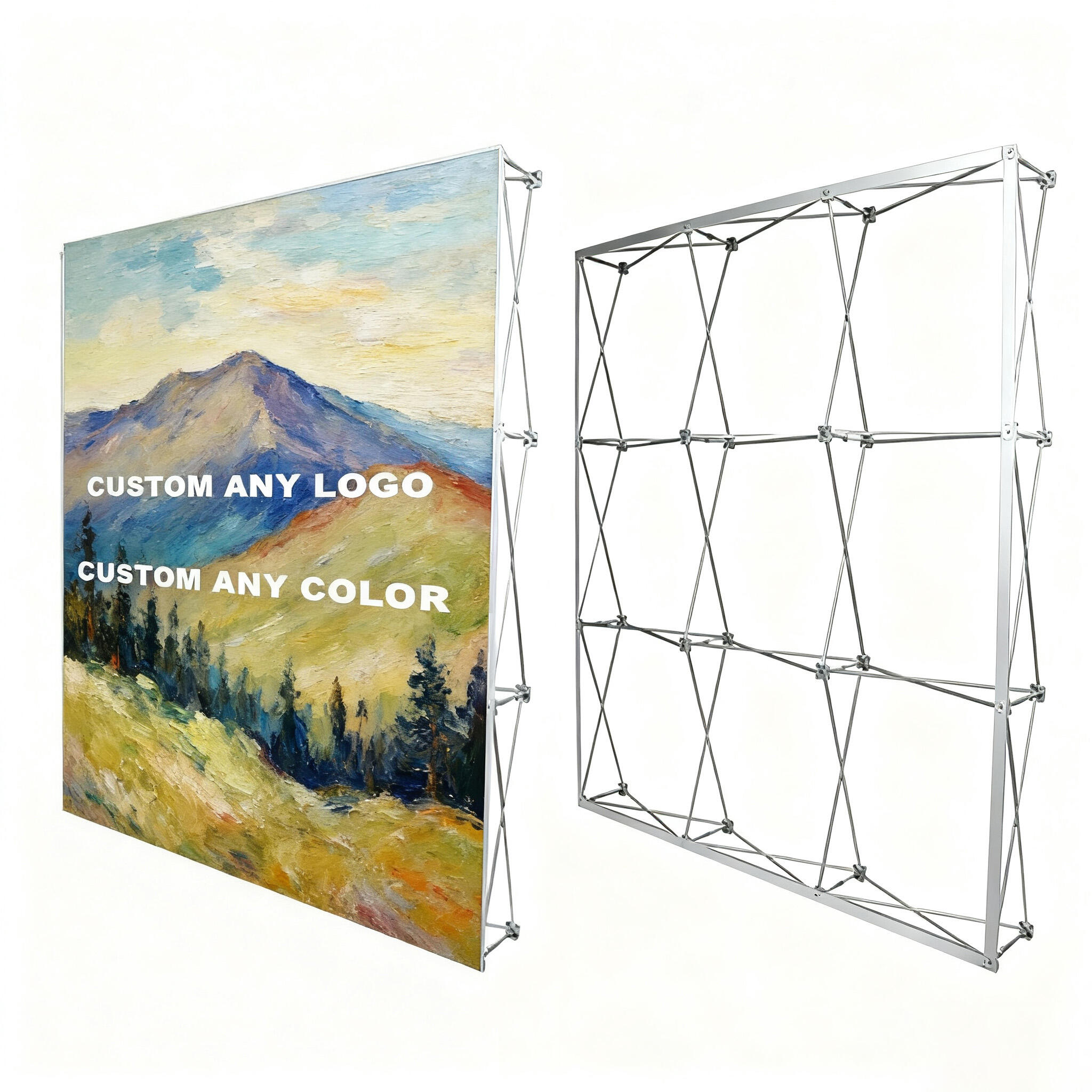 Tension Fabric Graphics Foldable Aluminum Pop up Banner Stand Portable Backdrop Wall Display for Booth Advertising