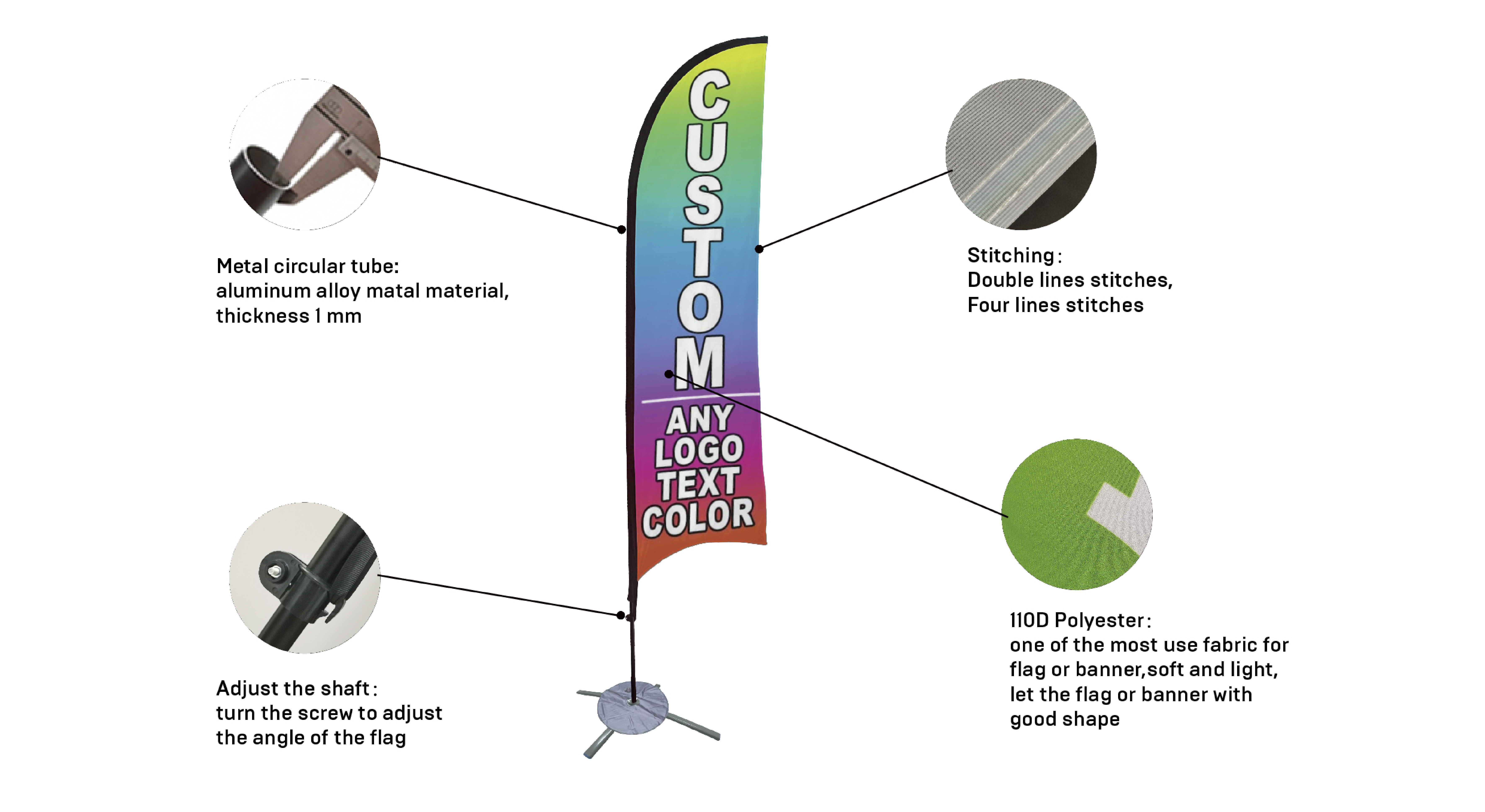 Direct Price Custom Beach Flag Display Accessories Custom Large Outdoor Marketing Feather Flags Banner  supplier