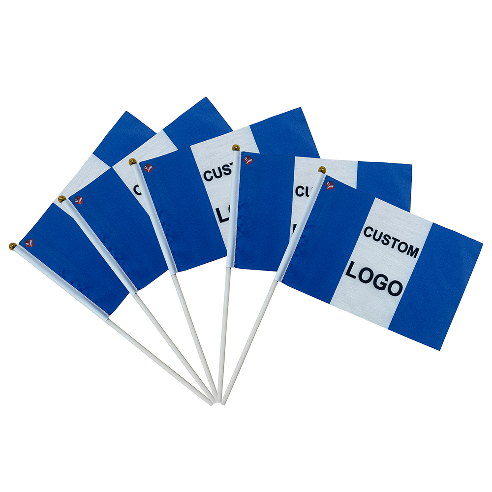 Produsent tilpasset logo-flagg i polyester, mini håndholdt hengende flagg til arrangementer