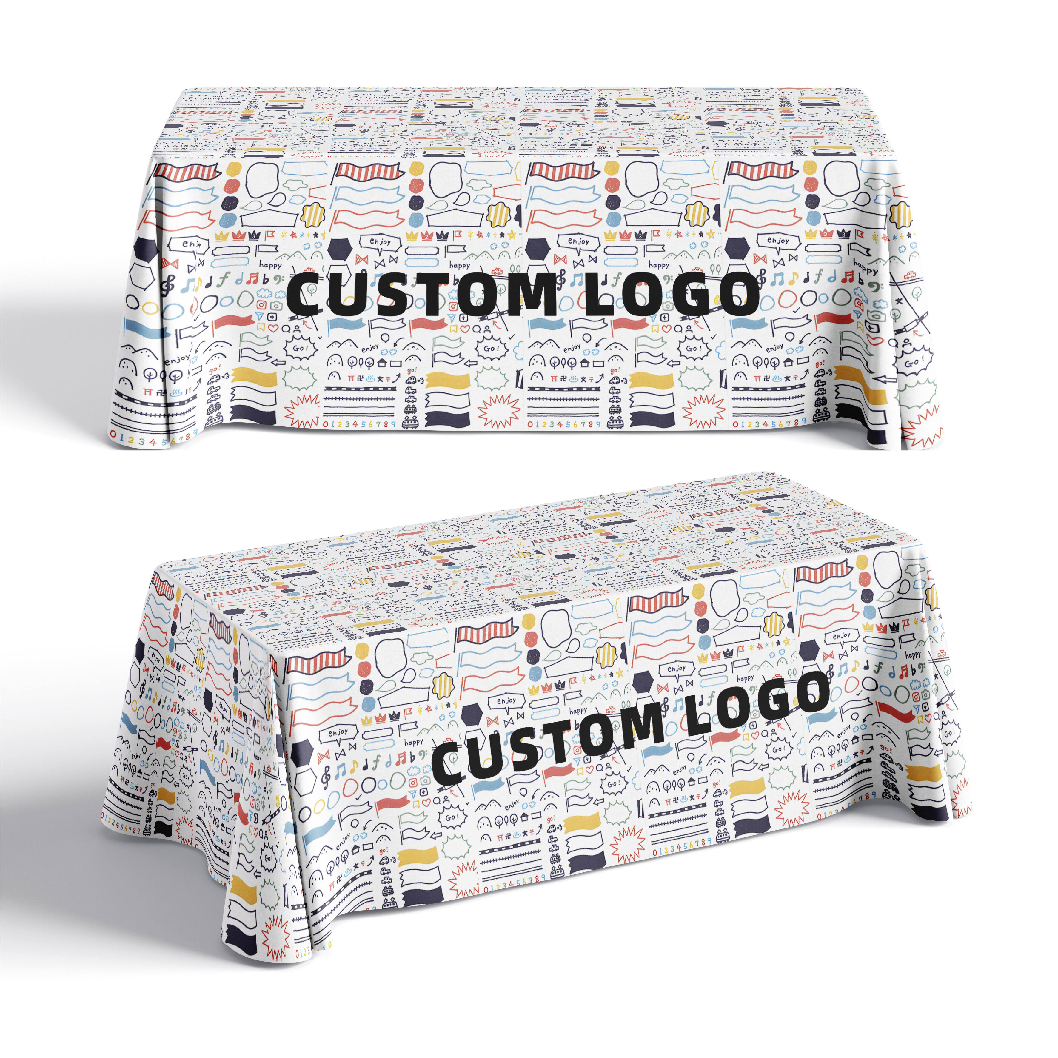 Personalized Advertising Tablecloth Fitted Design Polyester 6Ft 8Ft Custom Logo Printed Table Cover for Trade Show Event